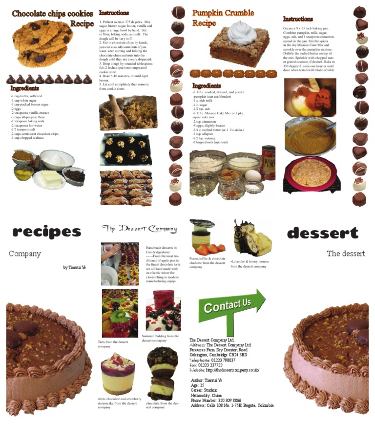 Dessert Recipe Brochure Desserts Teaspoon
