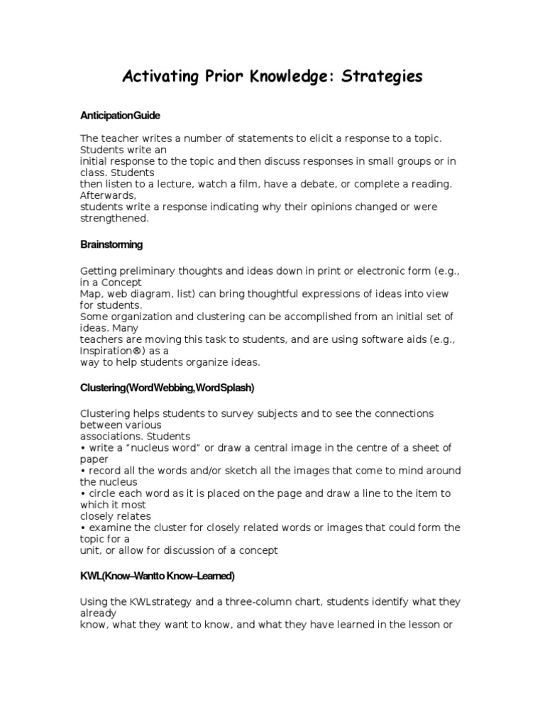 Prior Knowledge | PDF