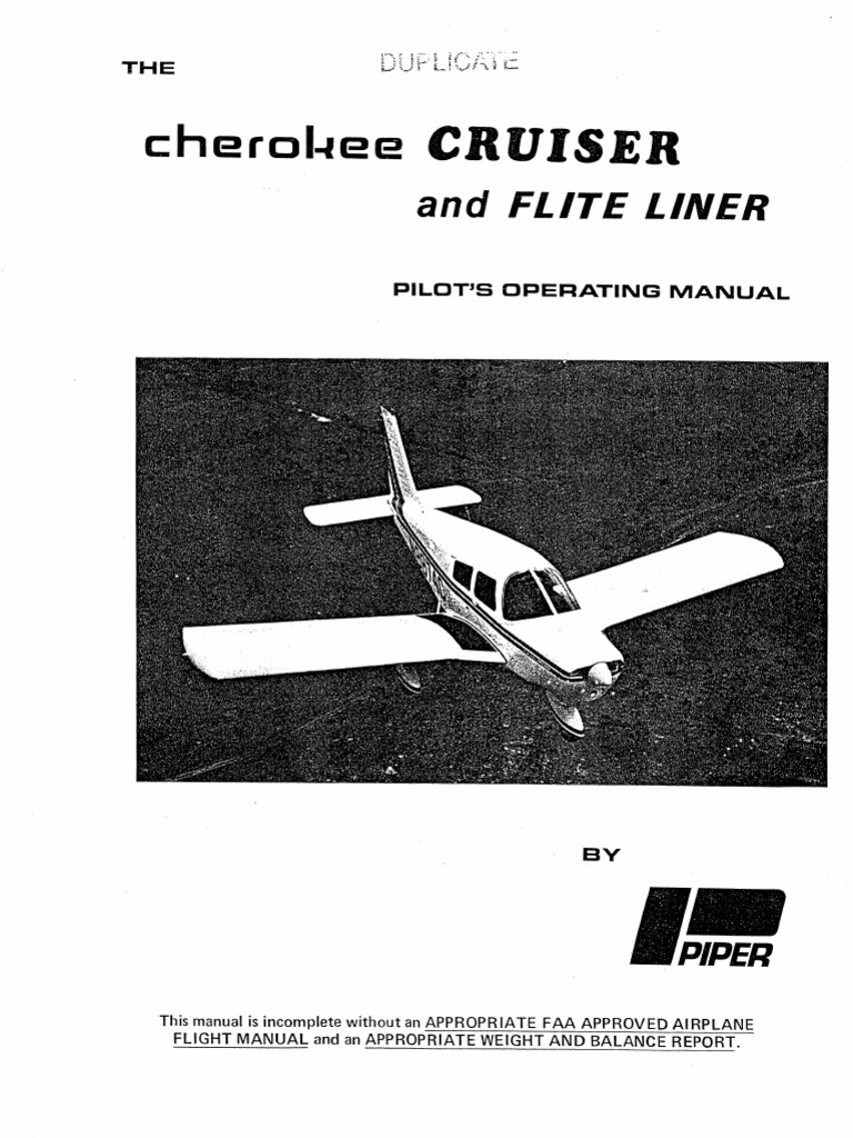 Piper Cherokee Pa28 140 Poh Pdf Aviation
