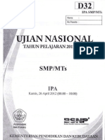 Naskah Soal UN IPA SMP 2012 (Paket D32)