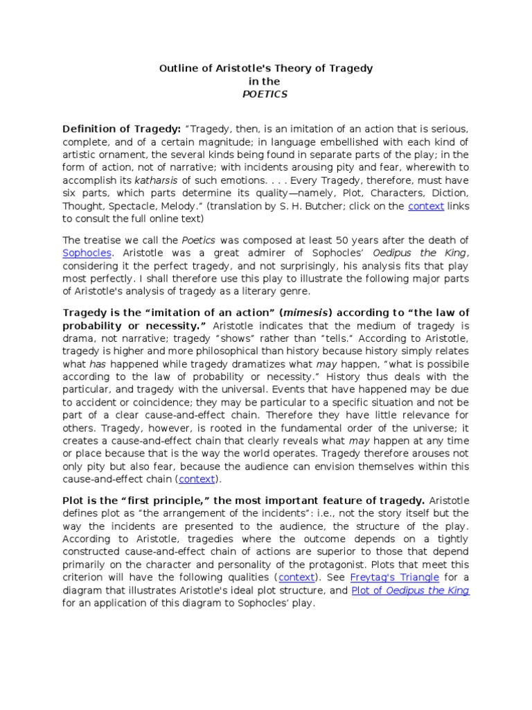 Outline of Aristotle's Tragedy | PDF | Tragedy | Sophocles