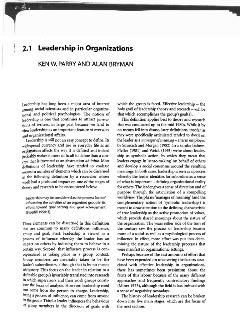 Leadership in Organizations | PDF | Transformational Leadership ...