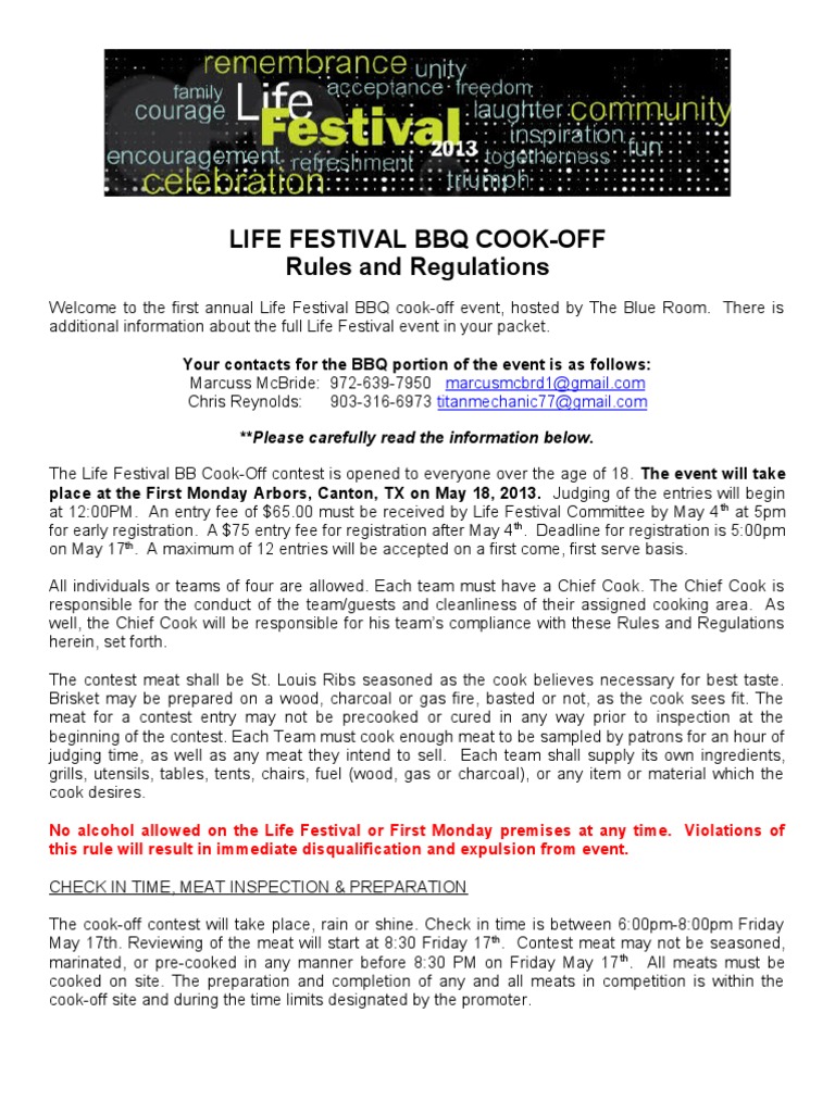 BBQ Rules and Regulations PDF Barbecue Barbecue Grill