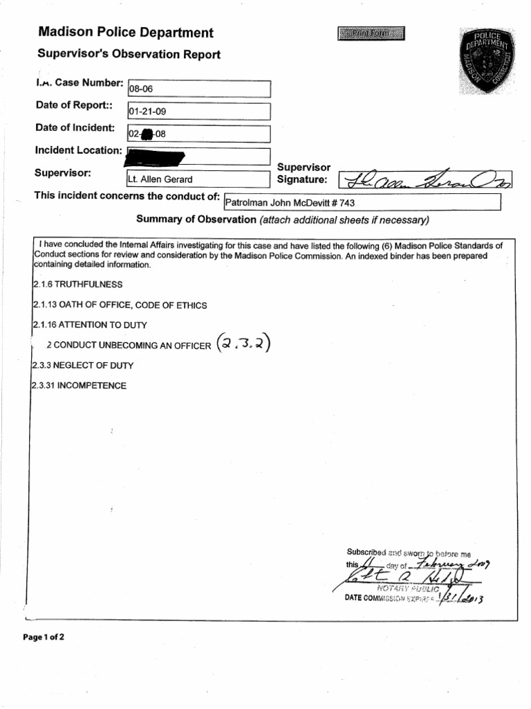 Madison Police Internal Affairs Report | PDF | Police Officer | Police