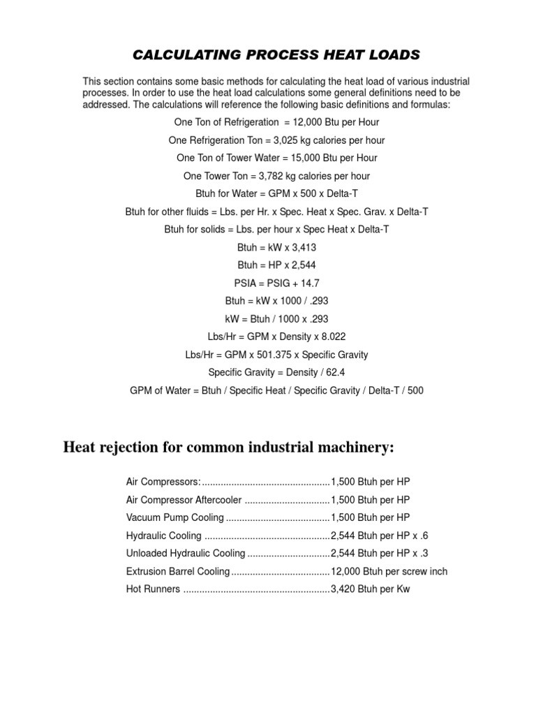 Industrial Process Heat Load Calculations | PDF | Refrigeration ...
