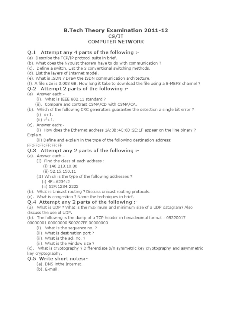 CNS Question Paper 201112 PDF