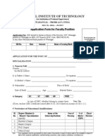 Application Formt For Faculty Positions