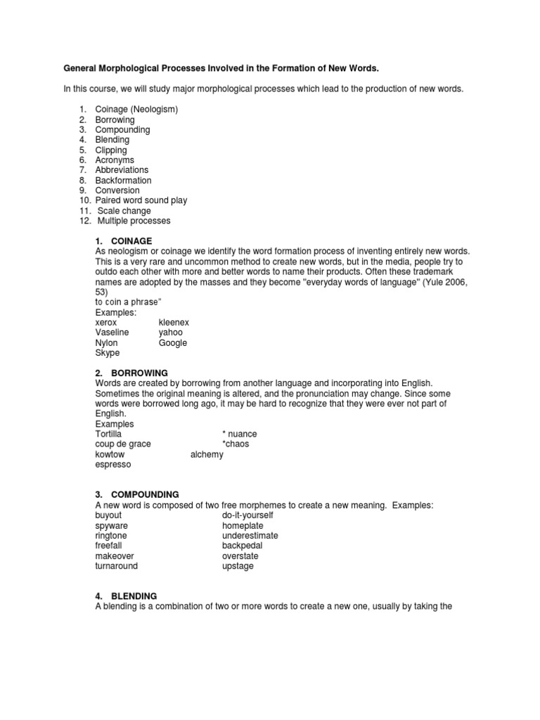 Morphological Processes in Word Formation | PDF | Acronym | Word