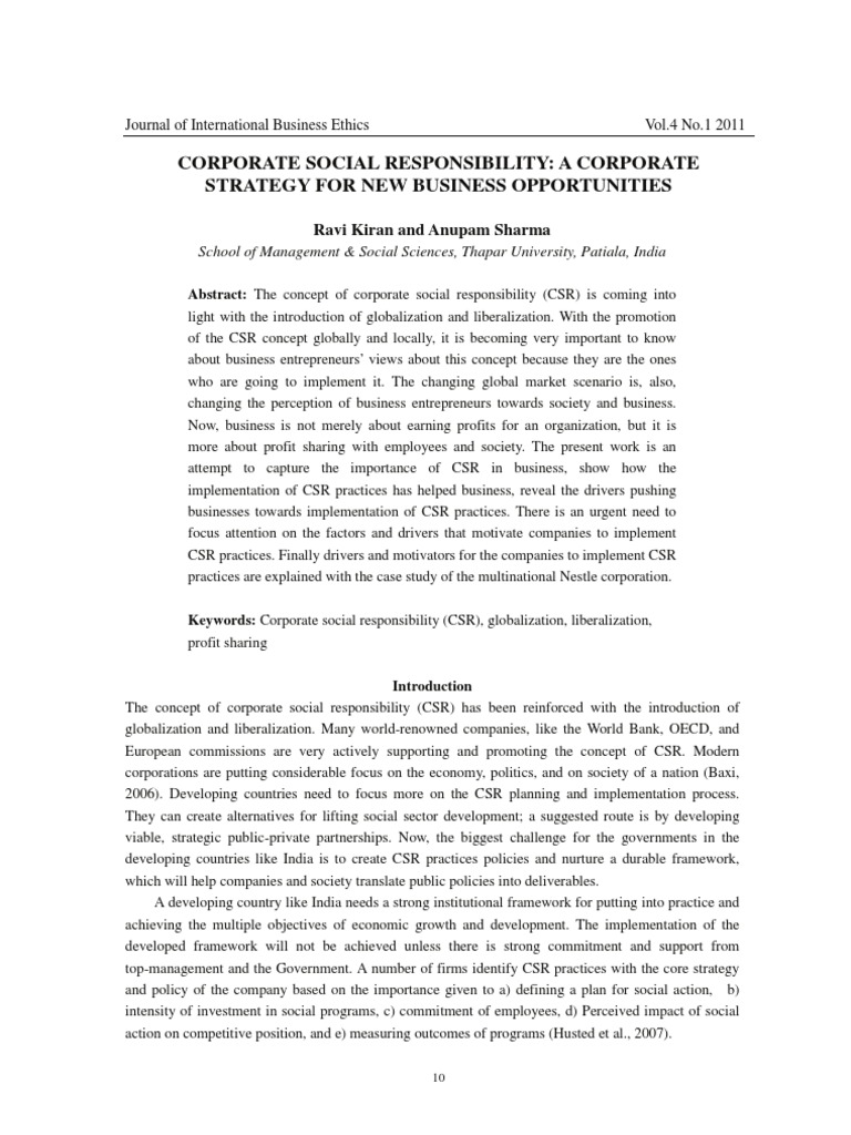 CSR as a Strategy for Business Growth | PDF | Corporate Social ...