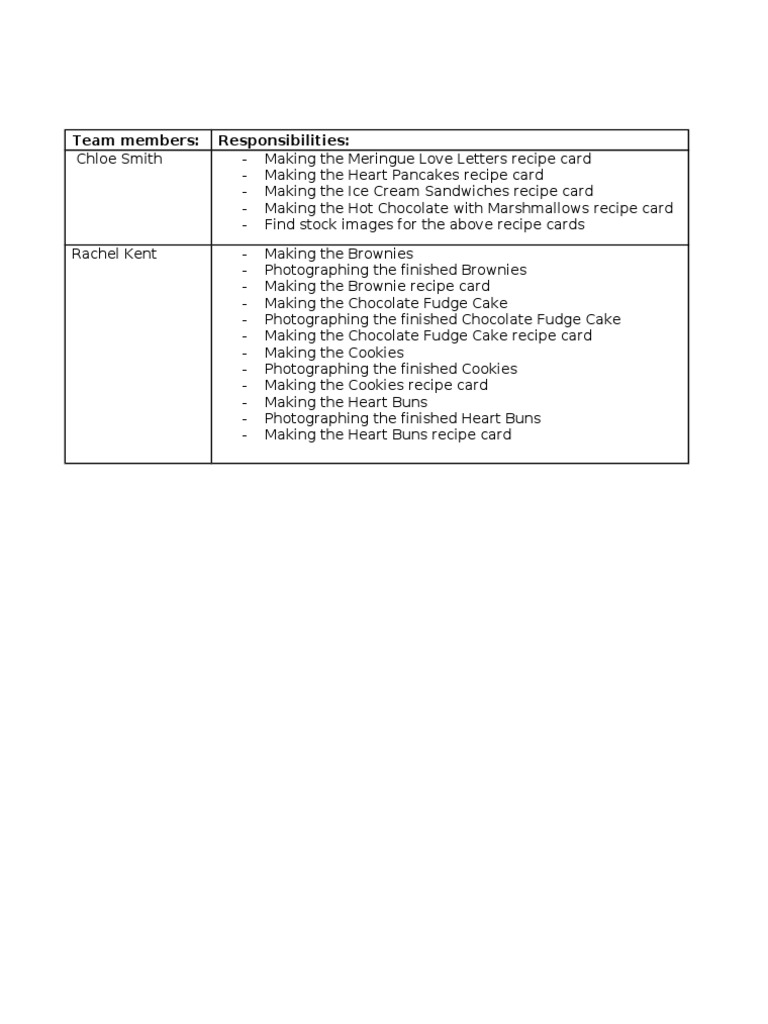 Team Members Responsibilities | PDF