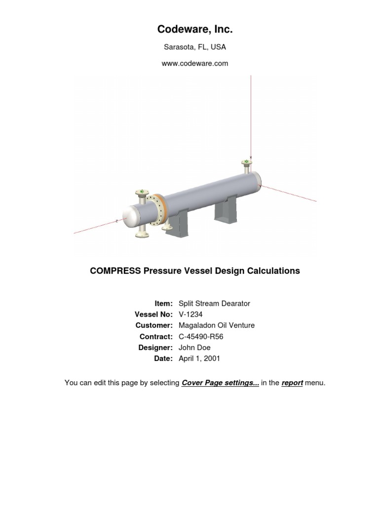 Vessel Design Calculations for Dearator Split Stream | PDF | Pipe ...