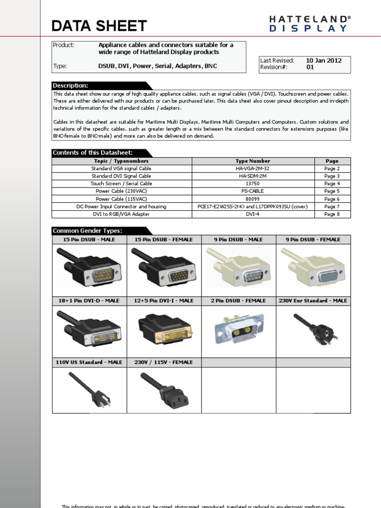 Cables and Connectors Specification Rev01.Indd - Ds Cables and ...