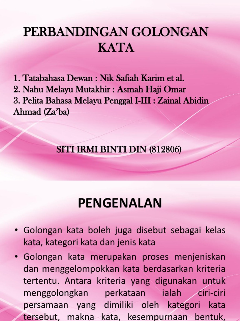 Perbandingan Golongan Kata