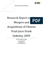 Research Report on the Mergers and Acquisitions of Chinese Fruit Juice Drink Industry, 2009