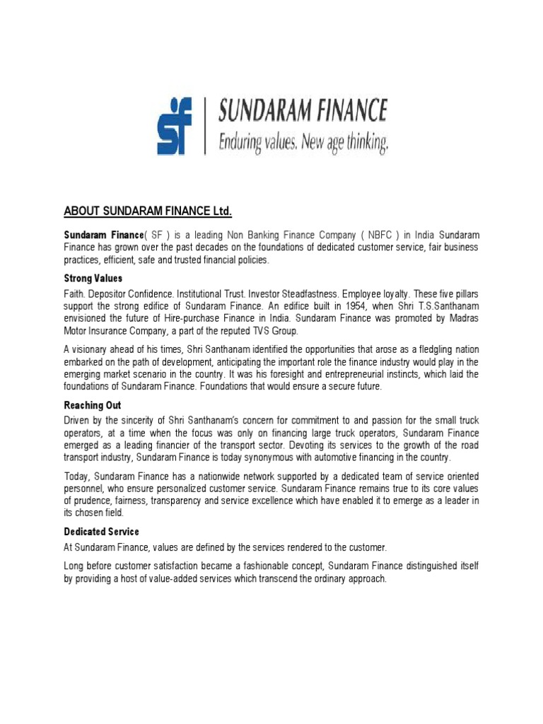 About Sundaram Finance LTD | PDF | Venture Capital | Corporate Finance