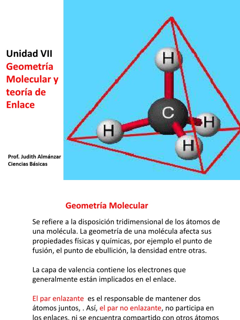Unidad VII Geometría Molecular y teoría de Enlace c