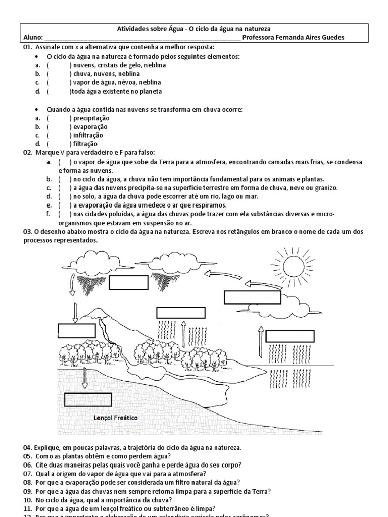 Atividades do Ciclo da Água para 5º e 6º Ano | PDF | Ciclo da água | Nuvem