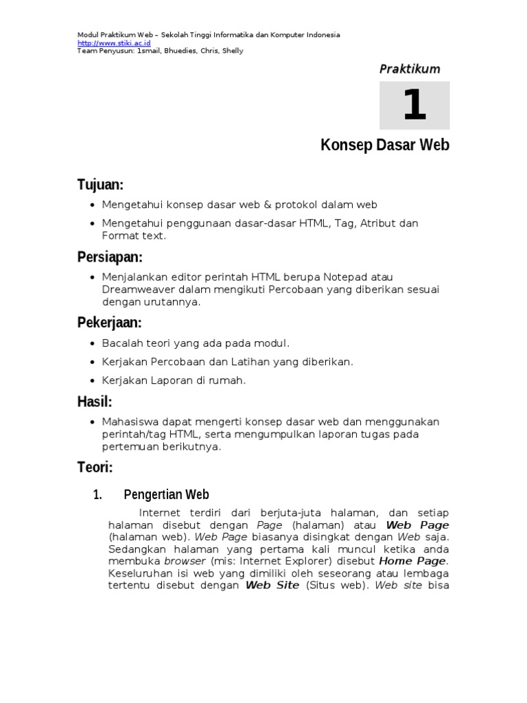 Modul HTML Dasar Dan Pengenalan Dreamweaver | PDF | Seni | Komputer