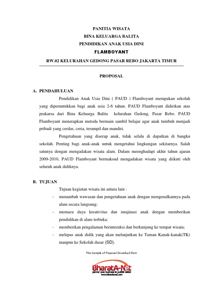 Proposal Kegiatan Pelatihan Pengembangan Destinasi Wisata  Tempat