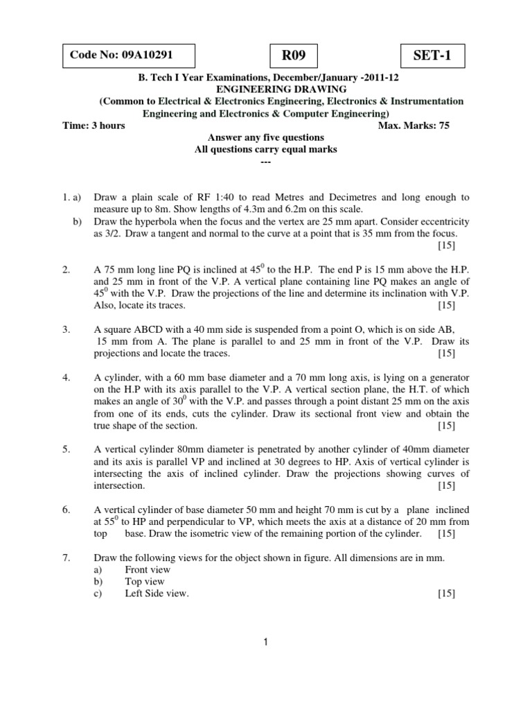 SET-1 R09: Code No: 09A10291 | PDF | Ellipse | Perpendicular