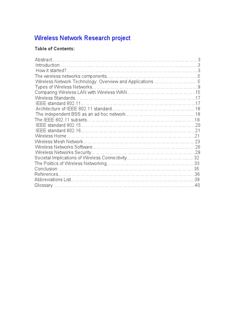 Wireless Network Project | PDF | Wireless Lan | Internet Access