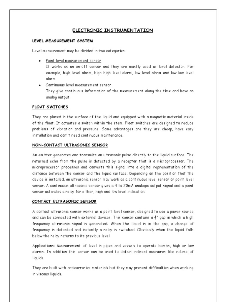 Level Measurement Systems | PDF | Technology & Engineering