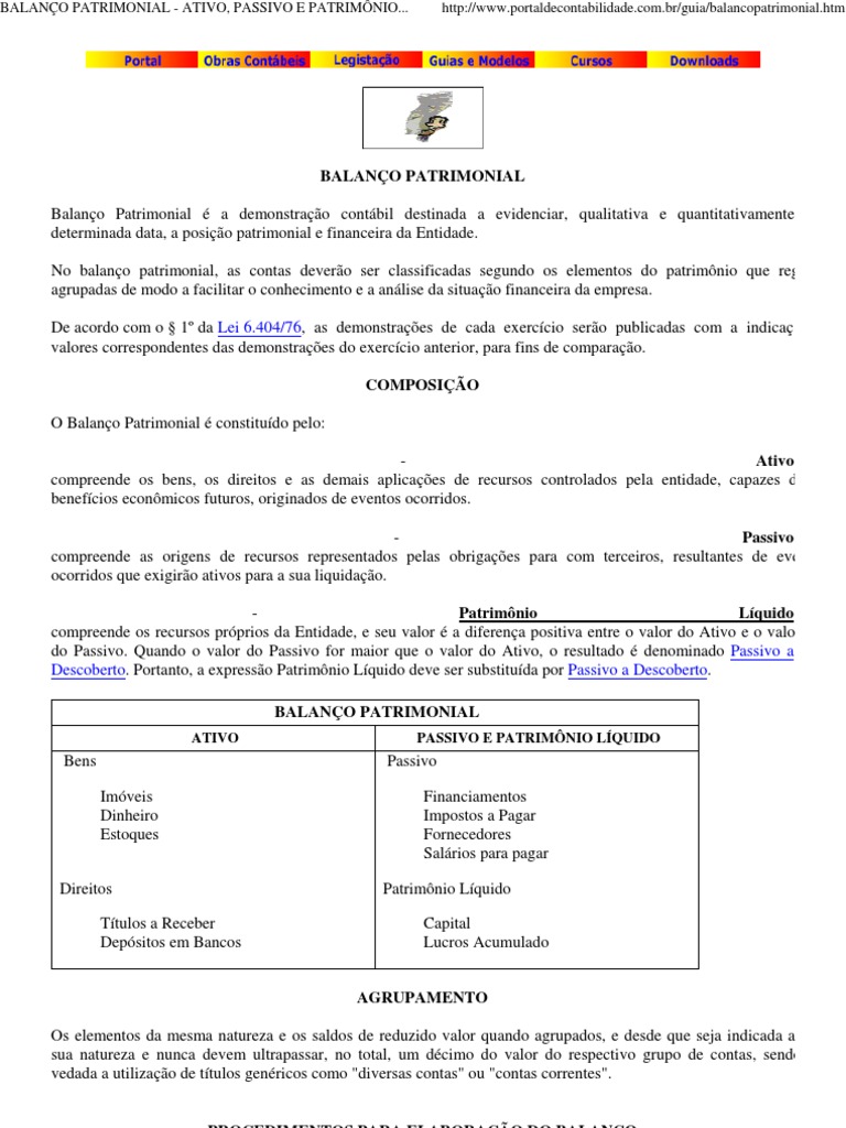 Entenda o Balanço Patrimonial: Ativo e Passivo | PDF | Balancete ...