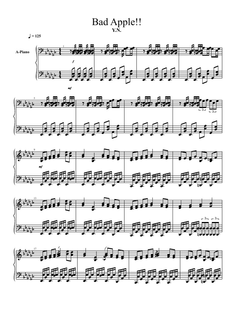 Bad Apple!! Piano Sheet