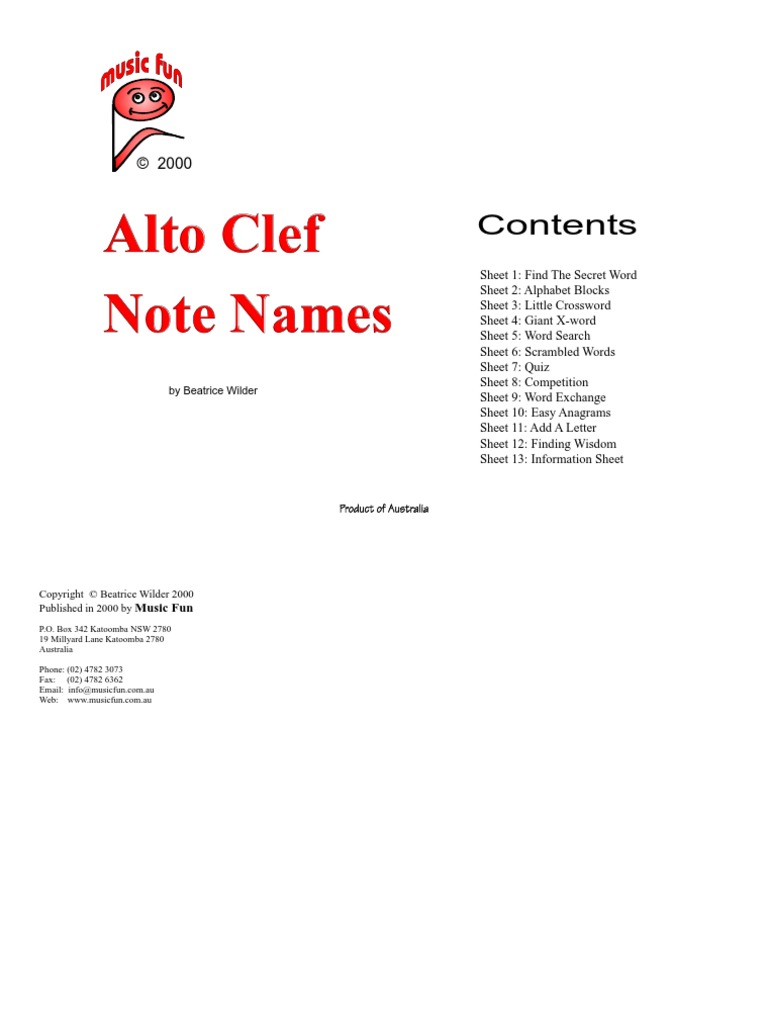 Alto Clef Worksheets | Musical Forms | Rhythm And Meter