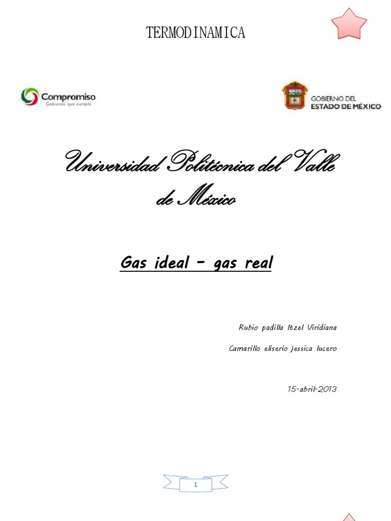 Gas Ideal y Real en Termodinámica | PDF | Gases | Vapor