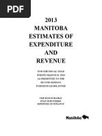 2013 MANITOBA ESTIMATES OF EXPENDITURE AND REVENUE