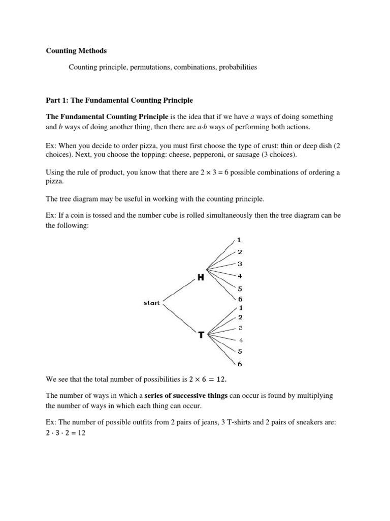 Counting Methods PDF Permutation Probability