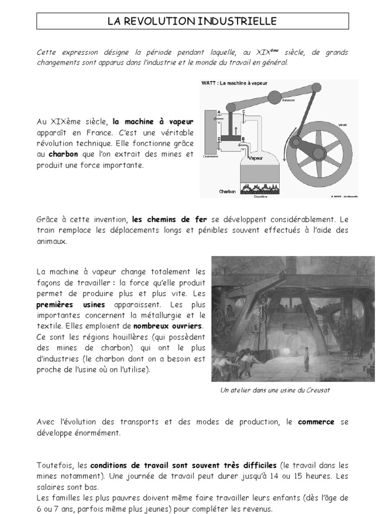 La Révolution Industrielle Cm2 Pdf Révolution Industrielle Trace Écrite | PDF