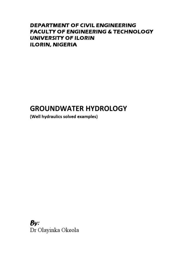 Groundwater Hydrology Tutorial Pdf Groundwater Chemical Engineering