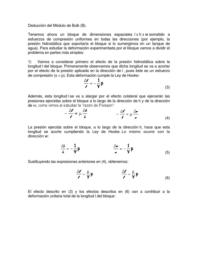 Deducción Del Módulo de Bulk | PDF | Ciencia de los materiales | Física
