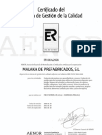 Certificado Sistema Gestion Calidad AENOR