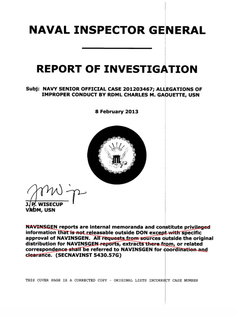 Gaouette Conduct Investigation Findings | PDF | Testimony | United ...