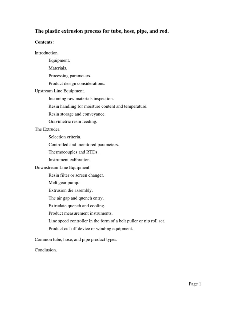 Plastic Extrusion Process Overview | PDF | Extrusion | Pipe (Fluid ...