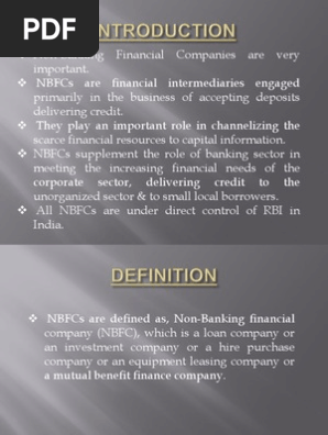 Non Banking Financial Company Non Bank Financial Institution Securities Finance
