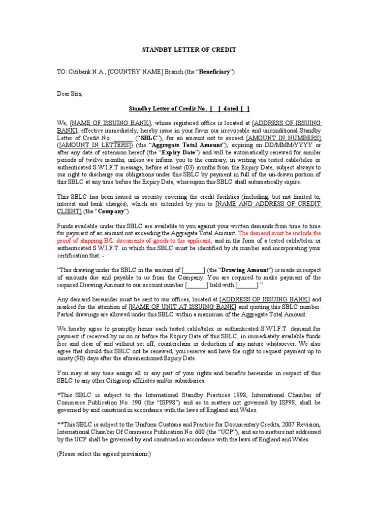 format n payment final full letter SBLC (Final) Standard Correction Incoming Format