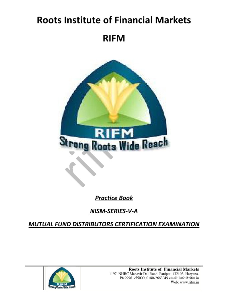 Mutual Fund Distributors Certification Book For Exam of AMFI PDF Mutual Funds Securities