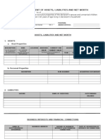 Statement of Assets, Liabilities and Net Worth (SALN) Form 2012 Additional Sheets