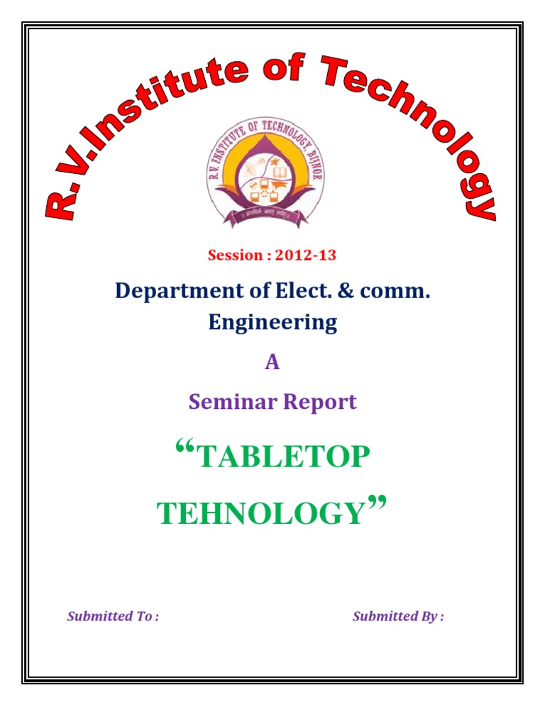 Seminar Report on Tabletop Technology | PDF | Technology & Engineering
