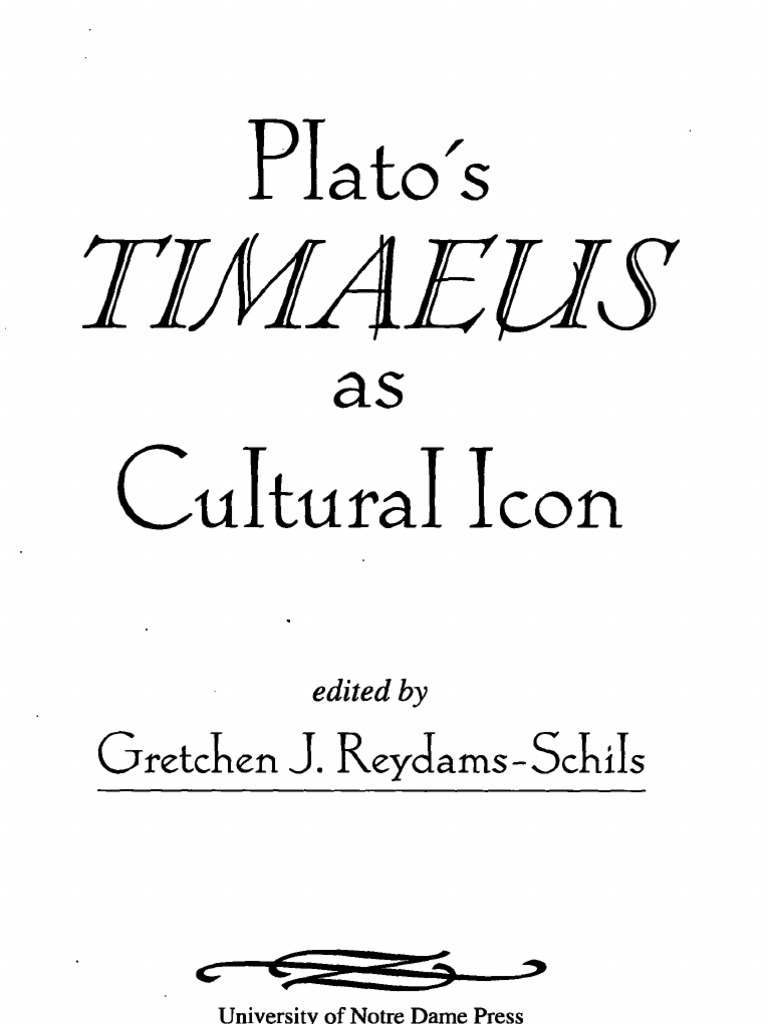 Plato Timaeus As Cultural Icon | PDF | Philosophy