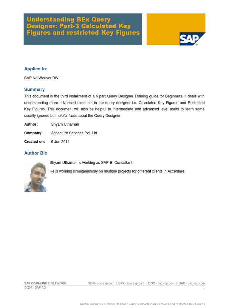 Calculated Key Figures and Restricted Key Figures | PDF | Function ...