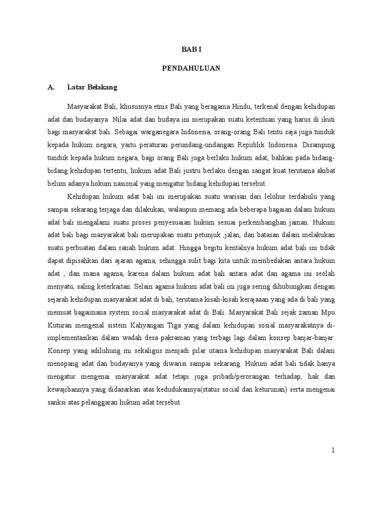 Makalah Hukum Adat Bali