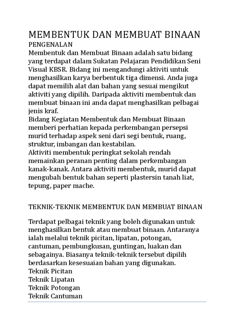 Membentuk Dan Membuat Binaan