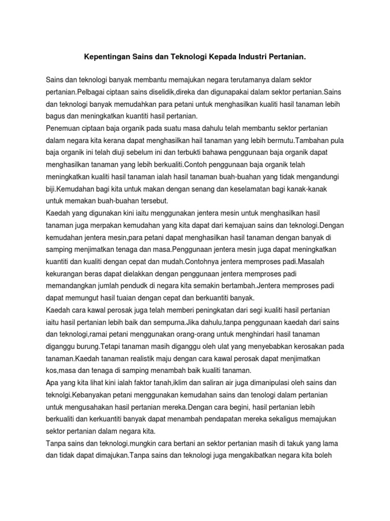 Kepentingan Sains Dan Teknologi Kepada Umat Islam Pdf