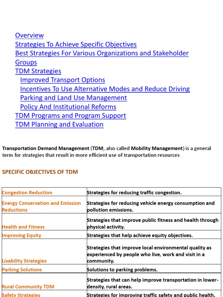 Transportation Demand Management Strategies | PDF | Public Transport ...