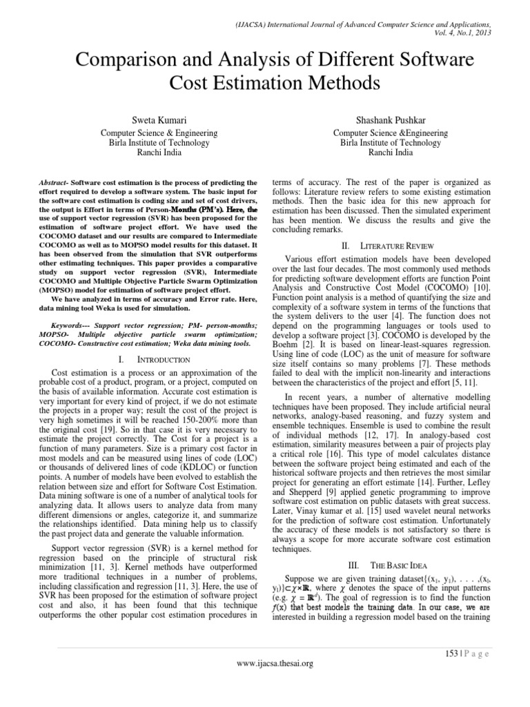 Paper 24-Comparison and Analysis of Different Software Cost Estimation ...